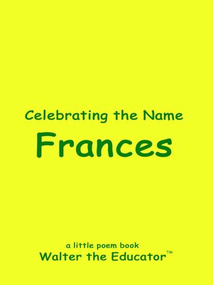 cover image of Celebrating the Name Frances